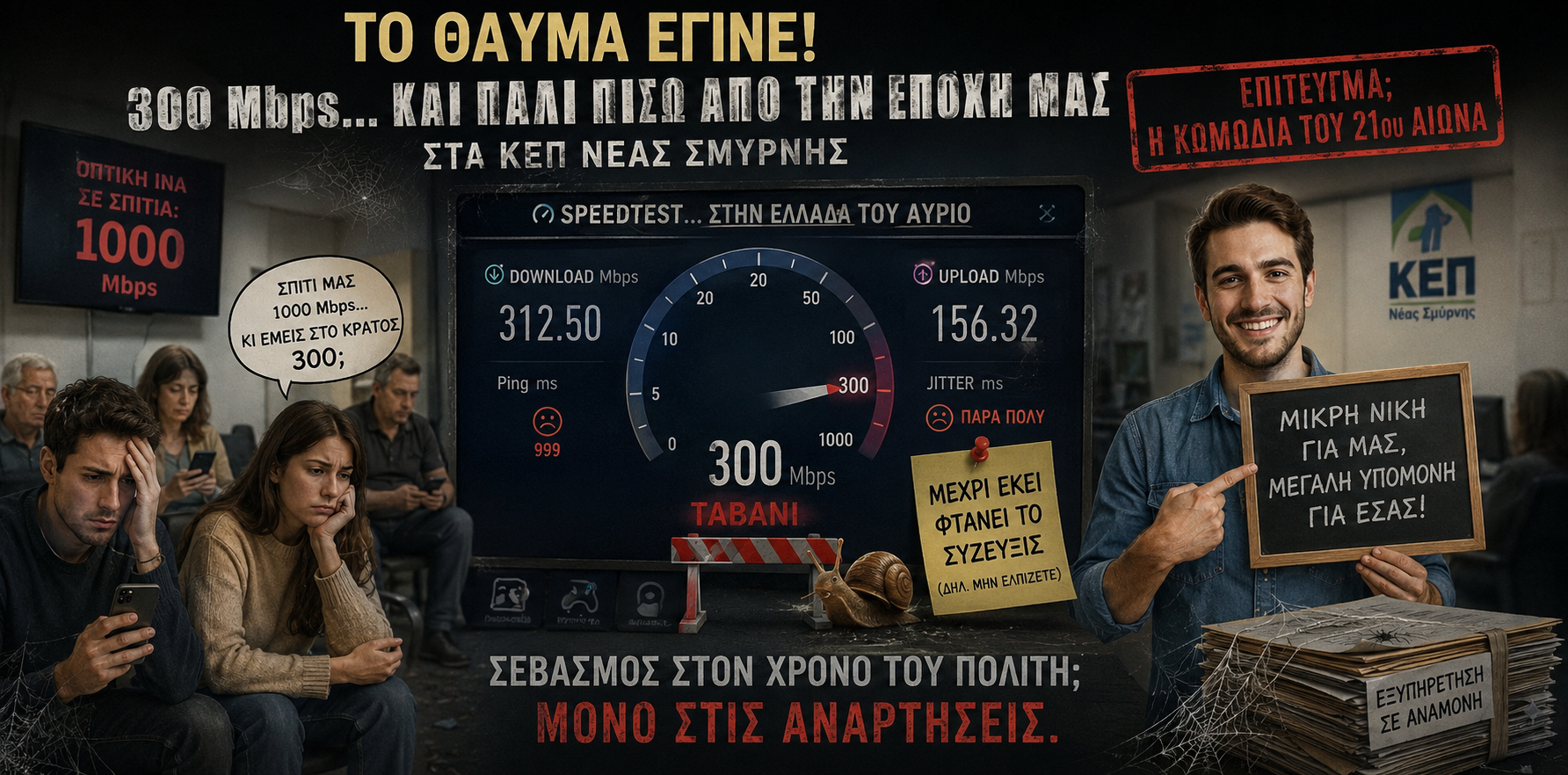 Ο Σώζος διαφημίζει τα 300 Mbps — όταν οι πολίτες έχουν ήδη 1000