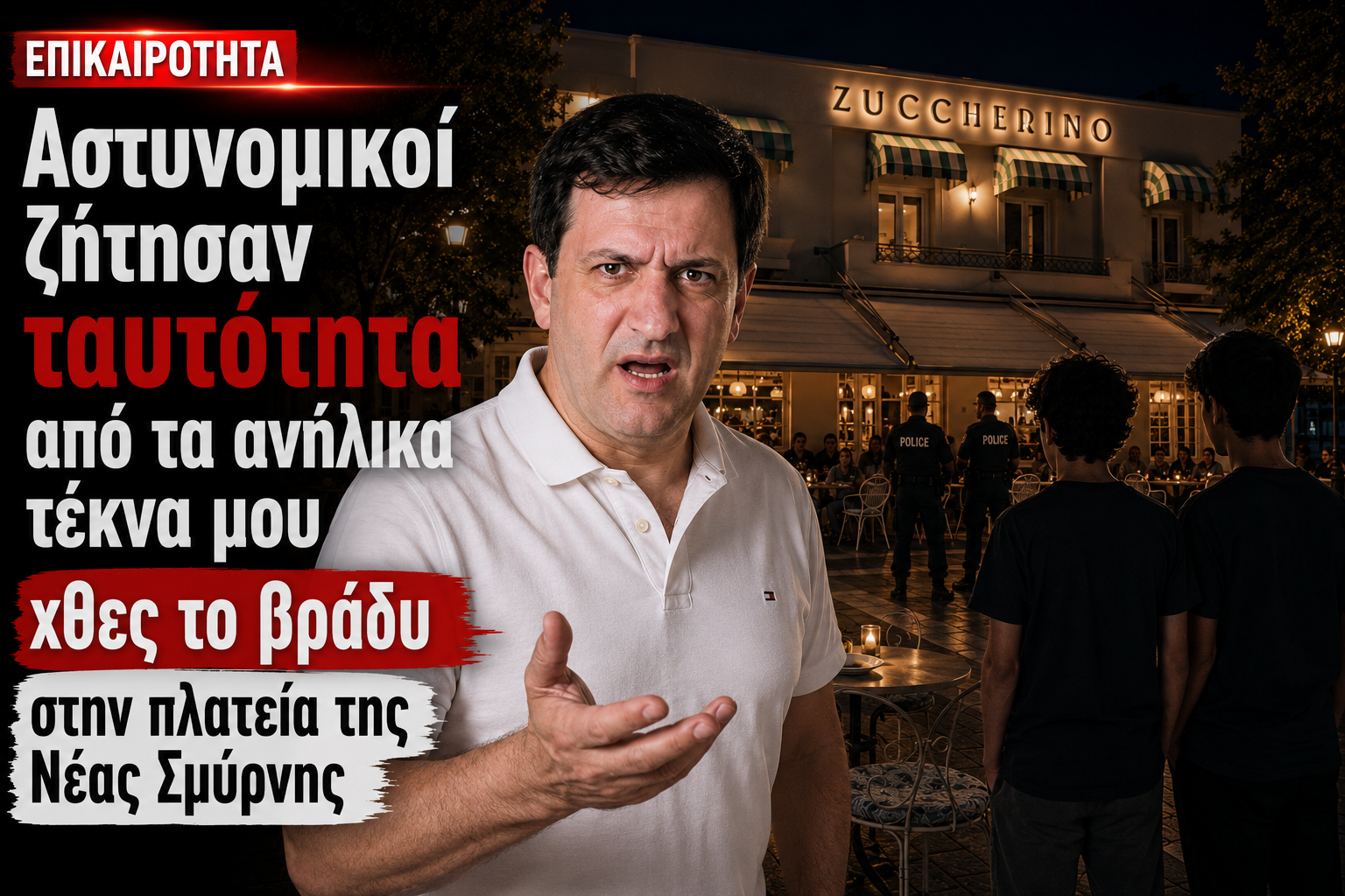 Αστυνομικοί ζήτησαν ταυτότητα από τα ανήλικα τέκνα μου χθες το βράδυ στην πλατεία της Νέας Σμύρνης