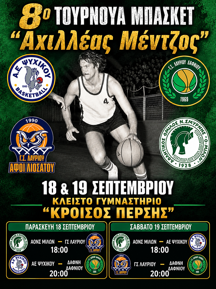 8ο Τουρνουά «Αχιλλέας Μέντζος» στο «Κροίσος Πέρσης» το Σαββατοκύριακο
